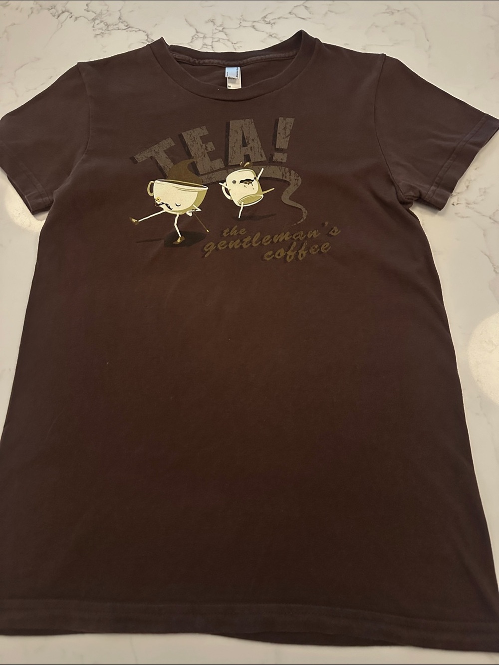 American Apparel Graphic Tee with 'Tea!' Beverage Design
